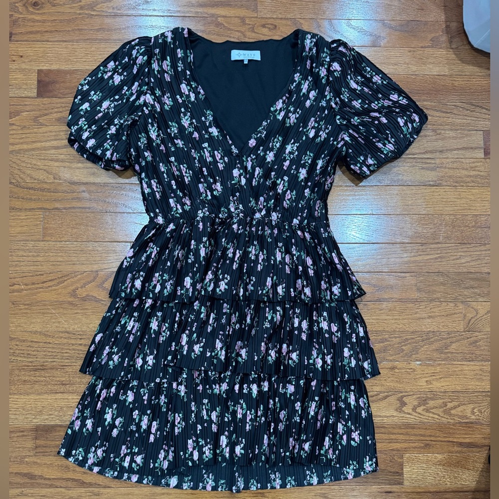 Wayf Black and Pink Floral Dress